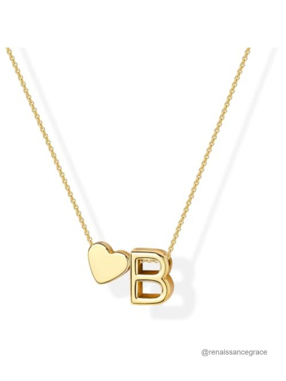 14K Gold Plated Heart Initial Pendant Necklace A-Z